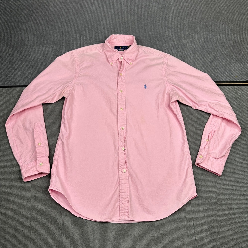 Ralph Lauren Mens Classic Fit Oxford Button Down Shirt Pink Long Sleeve Y2k